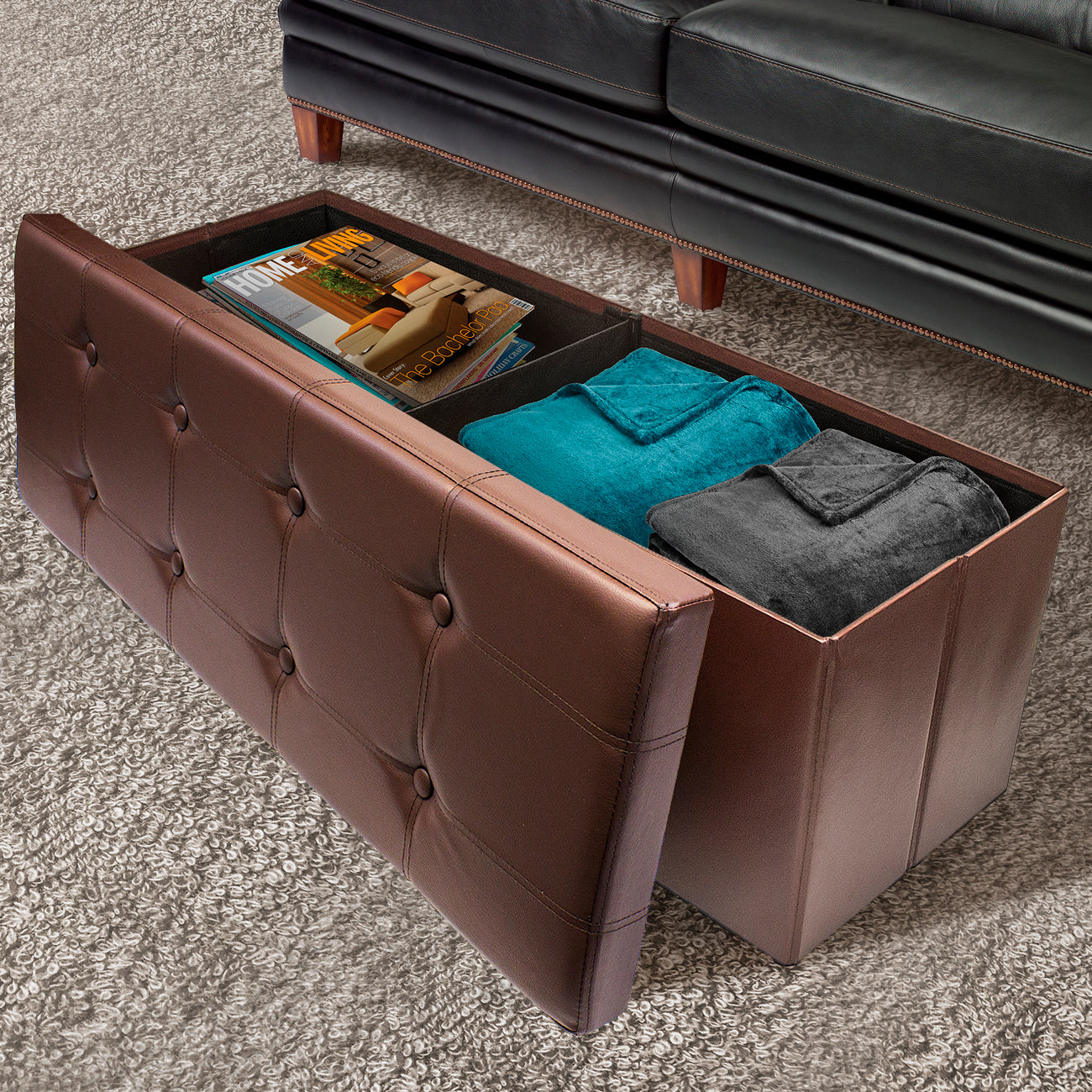 Faux Leather Storage Bench (Large)