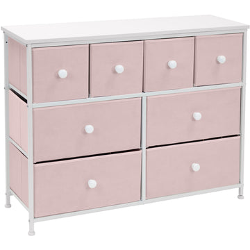 Sorbus 8-Drawer Chest Storage Tower, Knob Handle, Fabric Dresser for Bedroom Tie-Dye Pink