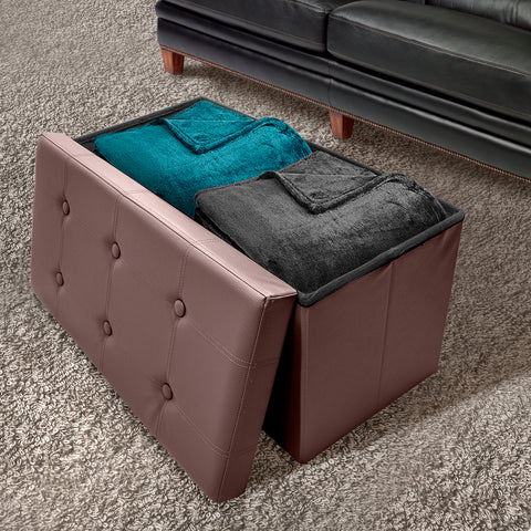 Faux Leather Storage Bench (Medium) - Sorbus Home