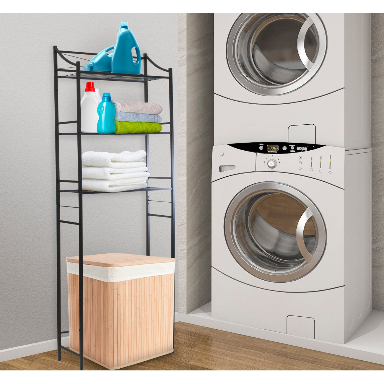 1 Set Black 3-Tier Bathroom Stand Shelf For Storage Over Washing Machine Or  Toilet