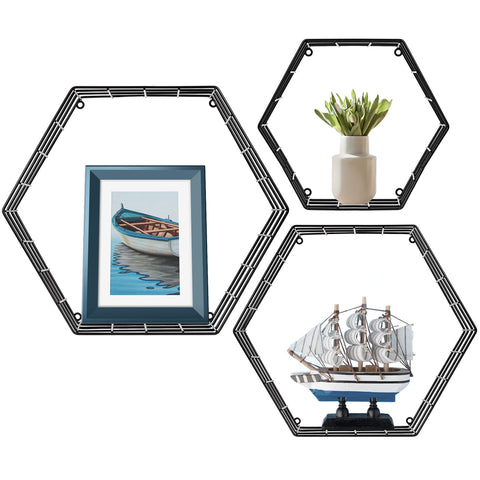 Hexagon Floating Shelves, Set of 3 - Sorbus Home