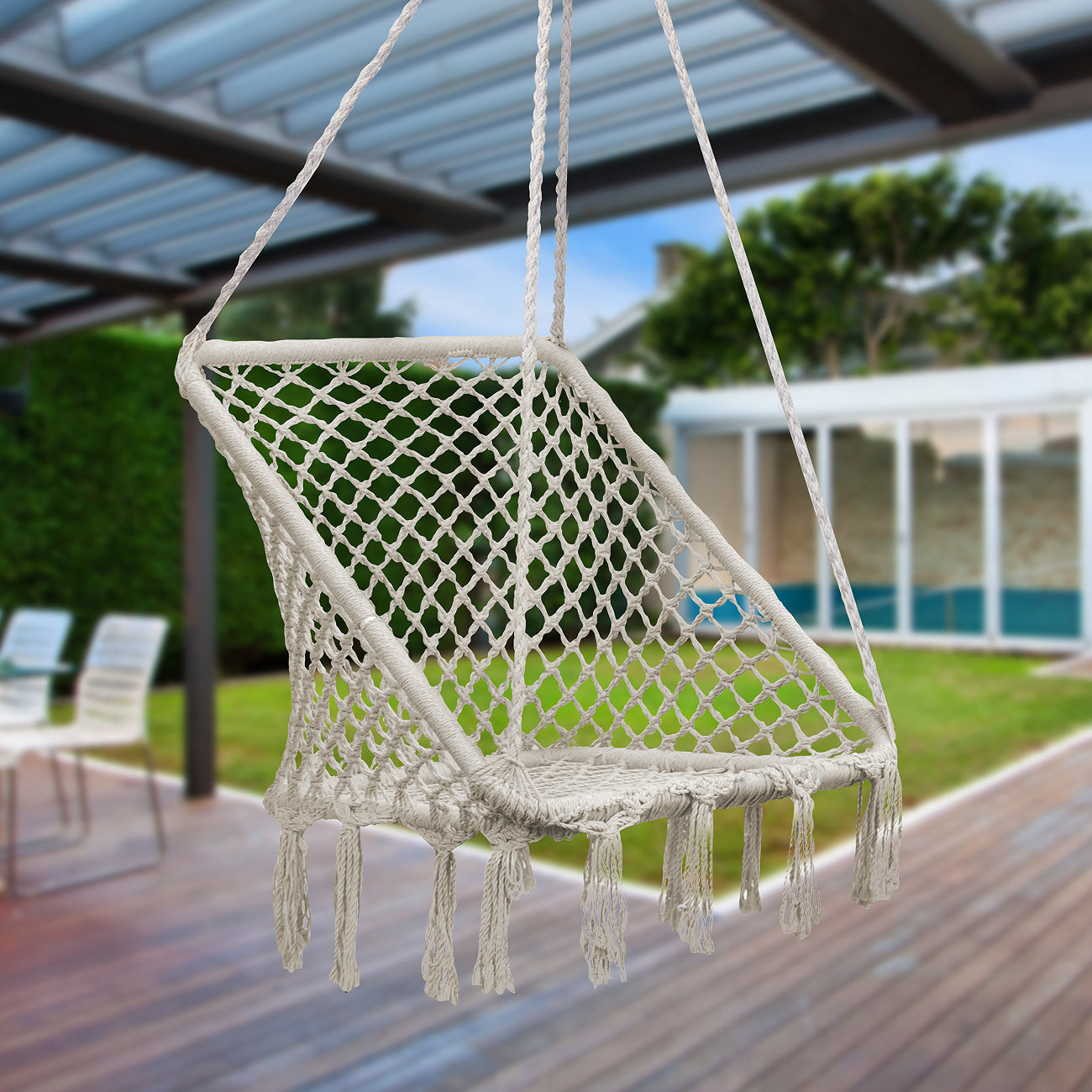Hammock Chair Macrame Swing (Square Style) - Sorbus Home