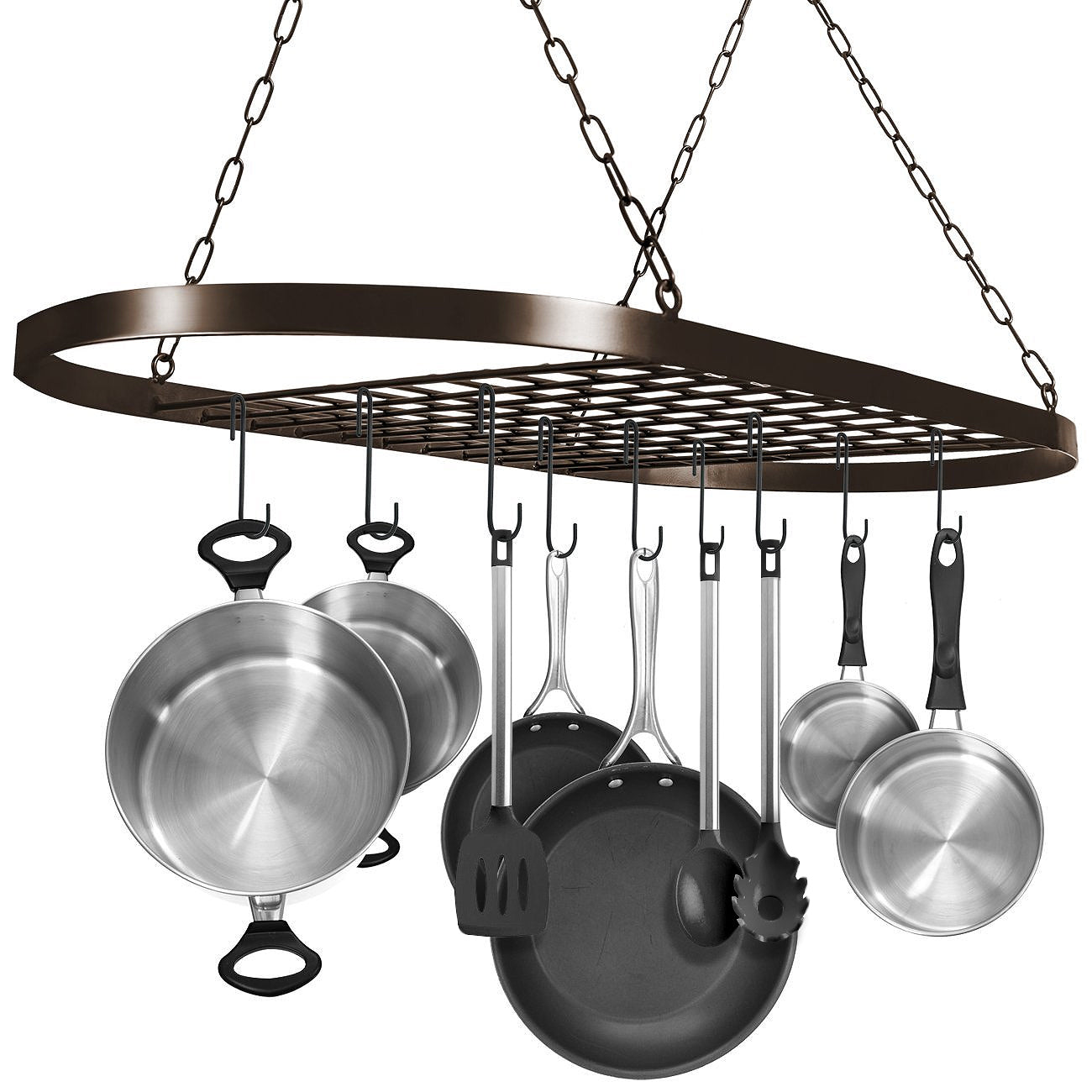 Pot and Pan Rack for Ceiling with Hooks - Bronze