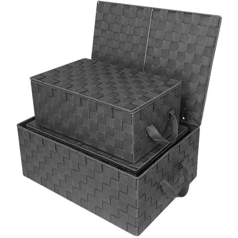 3-Piece Woven Storage Lid Basket Set