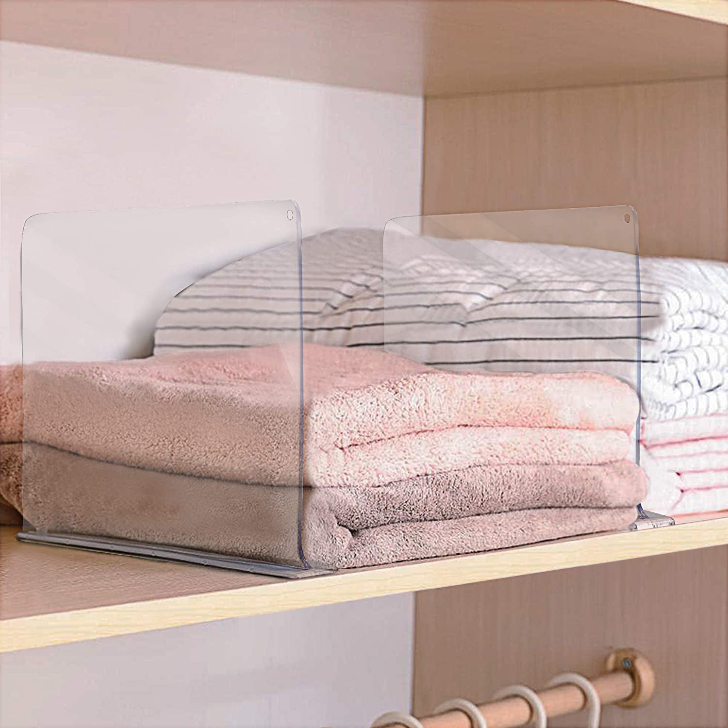 Sorbus Acrylic Shelf Divider With Adhesive Tape for Closet Organization, Clothes, etc