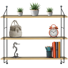 3-Tier Floating Shelf with Metal Brackets (Maple) - Sorbus Home