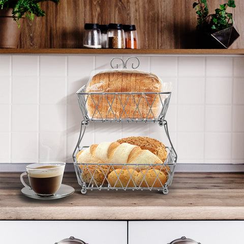 2-Tier Wire Bread Basket Stand