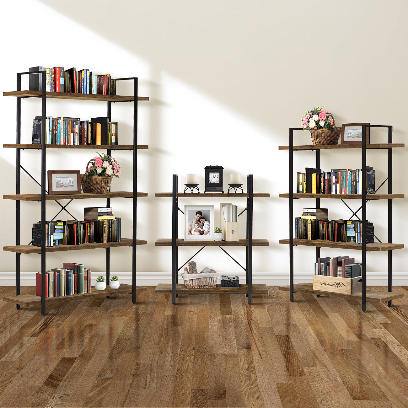 4-Tier Industrial Bookshelf - Sorbus Home
