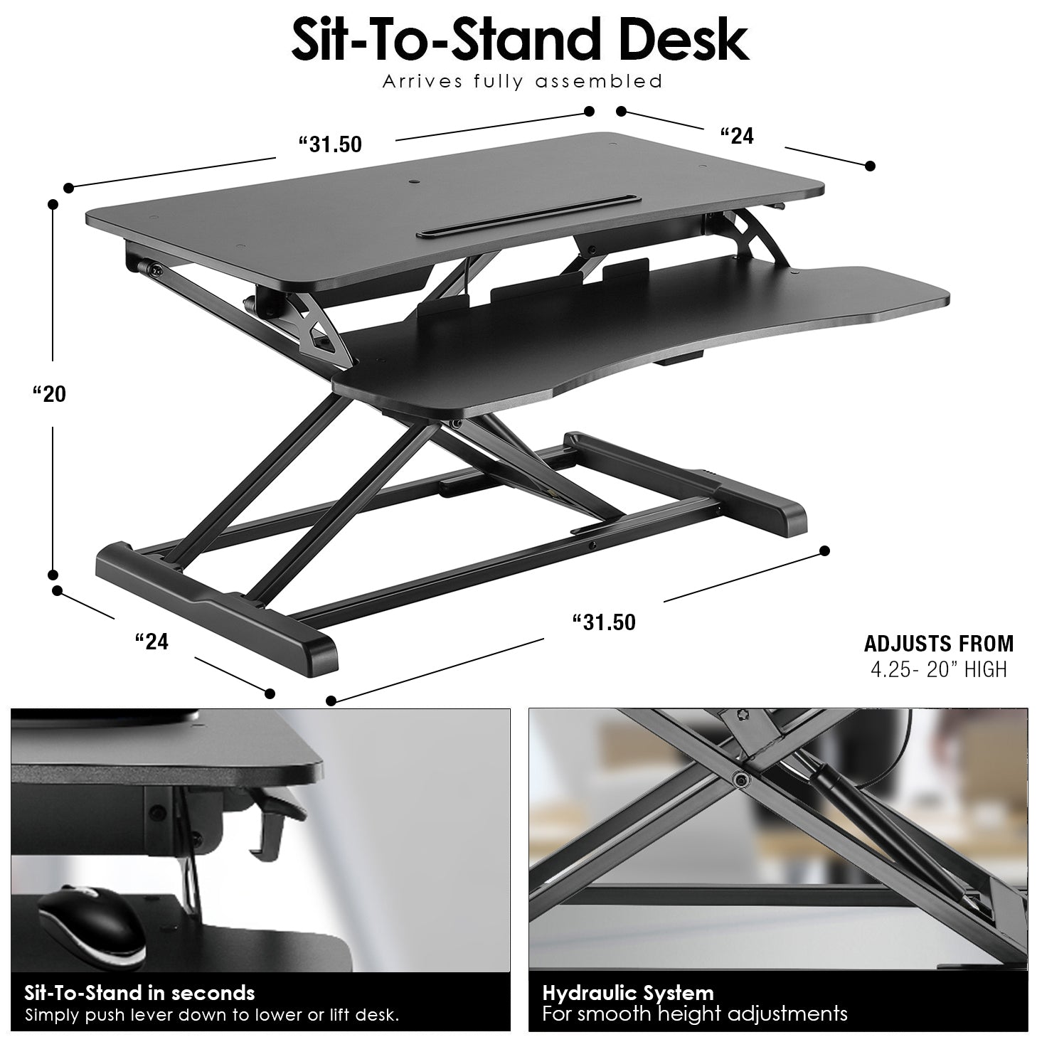 Standing Desk - Height Adjustable - Sorbus Home