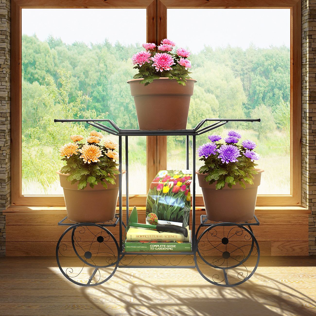 Cart Stand 6 Flower Pot Display Rack - Sorbus Home