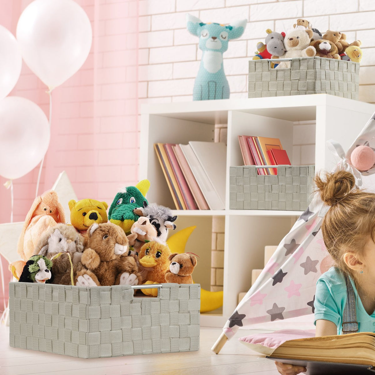 7-Piece Double Woven Basket Bin Set - Sorbus Home