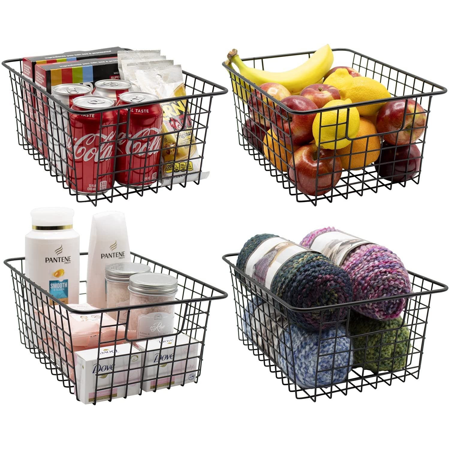 Sorbus Wire Storage Baskets Set Decorative with Removable Fabric