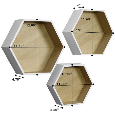 Honeycomb Floating Hexagon Shelves - (Set of 3)