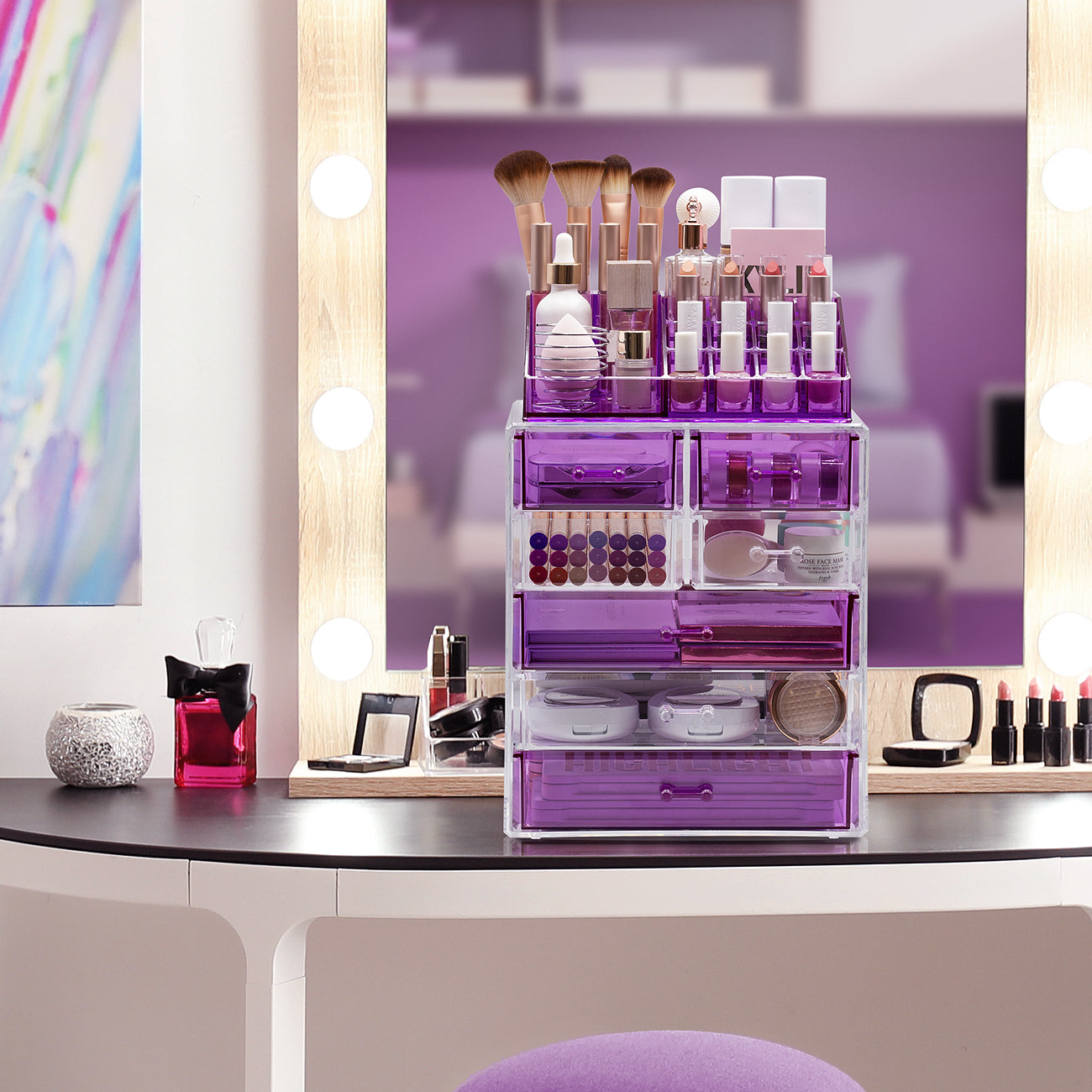 Sorbus Acrylic Cosmetic and Jewelry Storage Case Display, Purple 