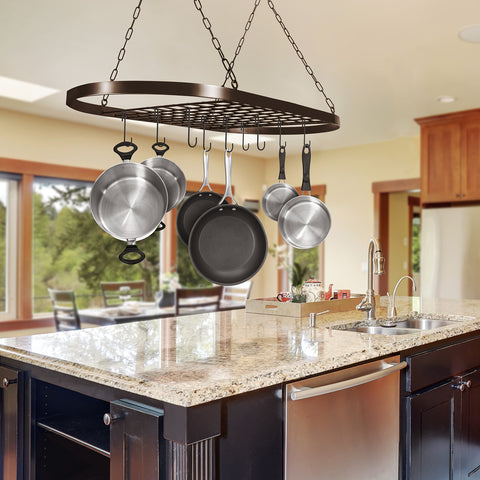 Pot and Pan Rack for Ceiling with Hooks