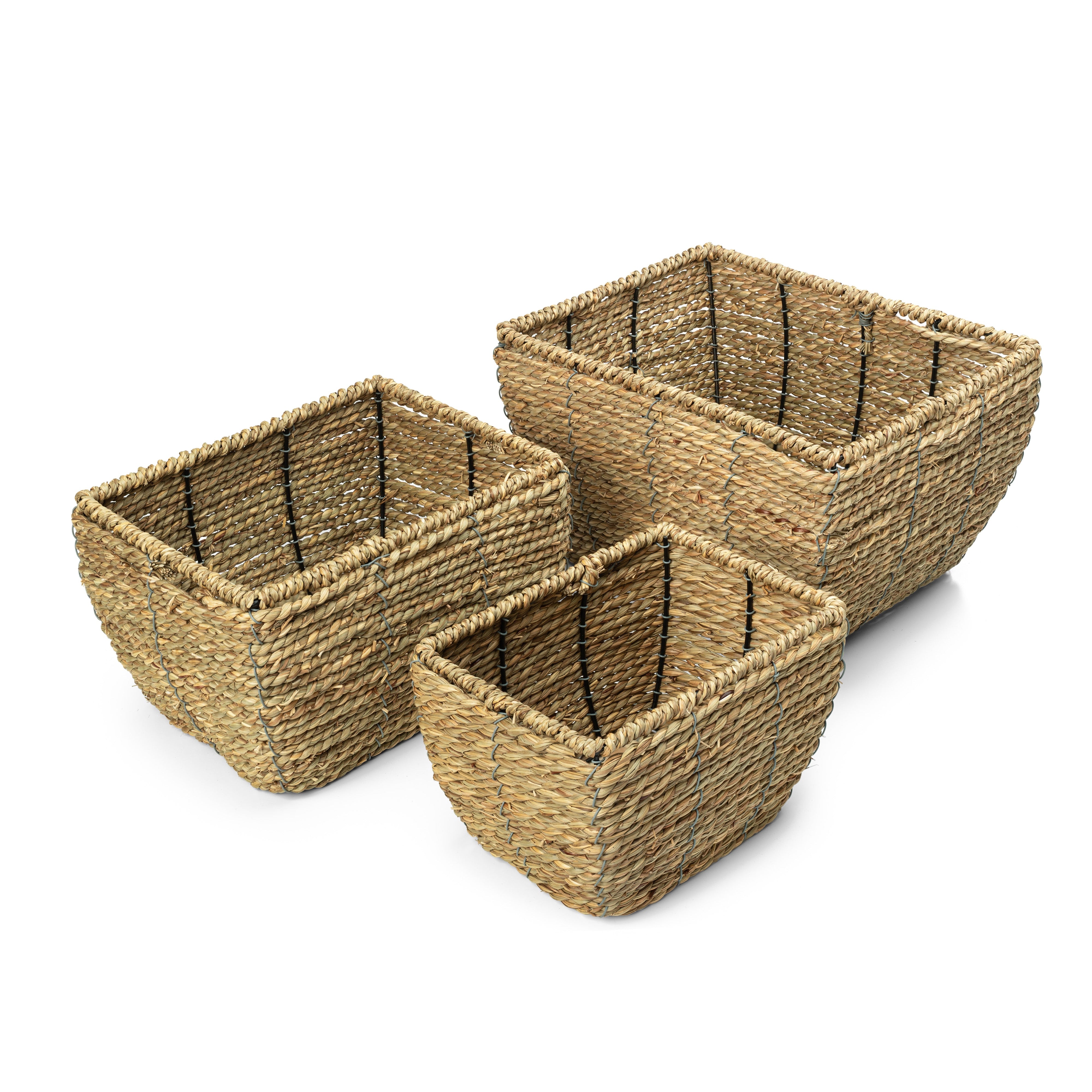 3-Piece Seagrass Woven Basket Set