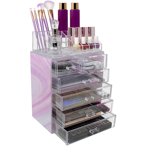 Medium Tie-Dye Makeup Organizer Set - (4 large / 2 small drawers/top tray)