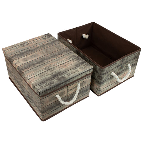 Rustic Wood Pattern Storage Box Set (2-Pack) - Sorbus Home