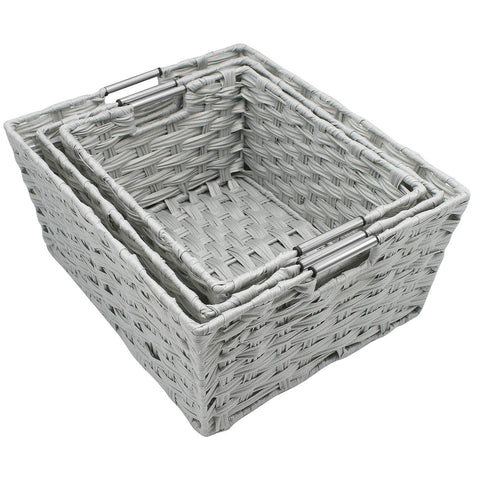 Stackable Weave Basket Bins (Set of 3) - Sorbus Home