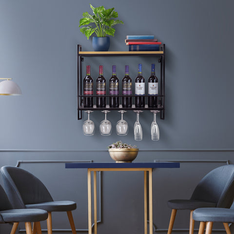 2-Tier Wine Bottle Stemware Shelf - Sorbus Home