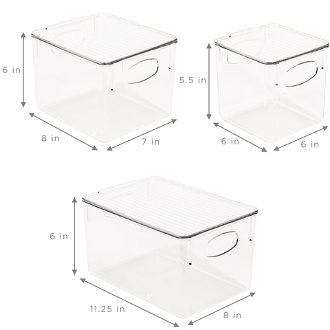 Clear Plastic Container Bin Variety Set w/ Lids