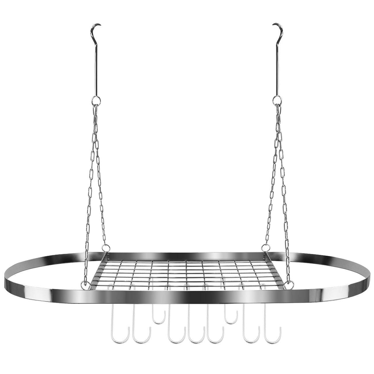 Hanging Pot Racks, Oval Stainless Steel Pot And Pan Rack For