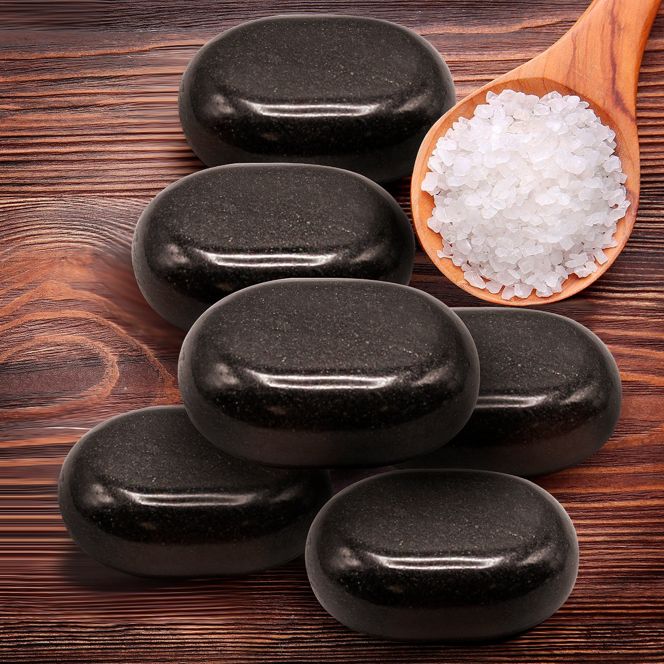 Sivan Health and Fitness Black Basalt Stone Set for Spas, Massage Therapy and more