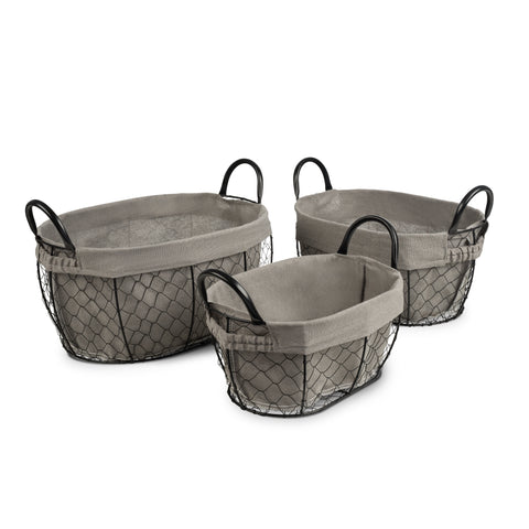 Chicken Wire Storage Baskets (Oval 3-Piece Set)