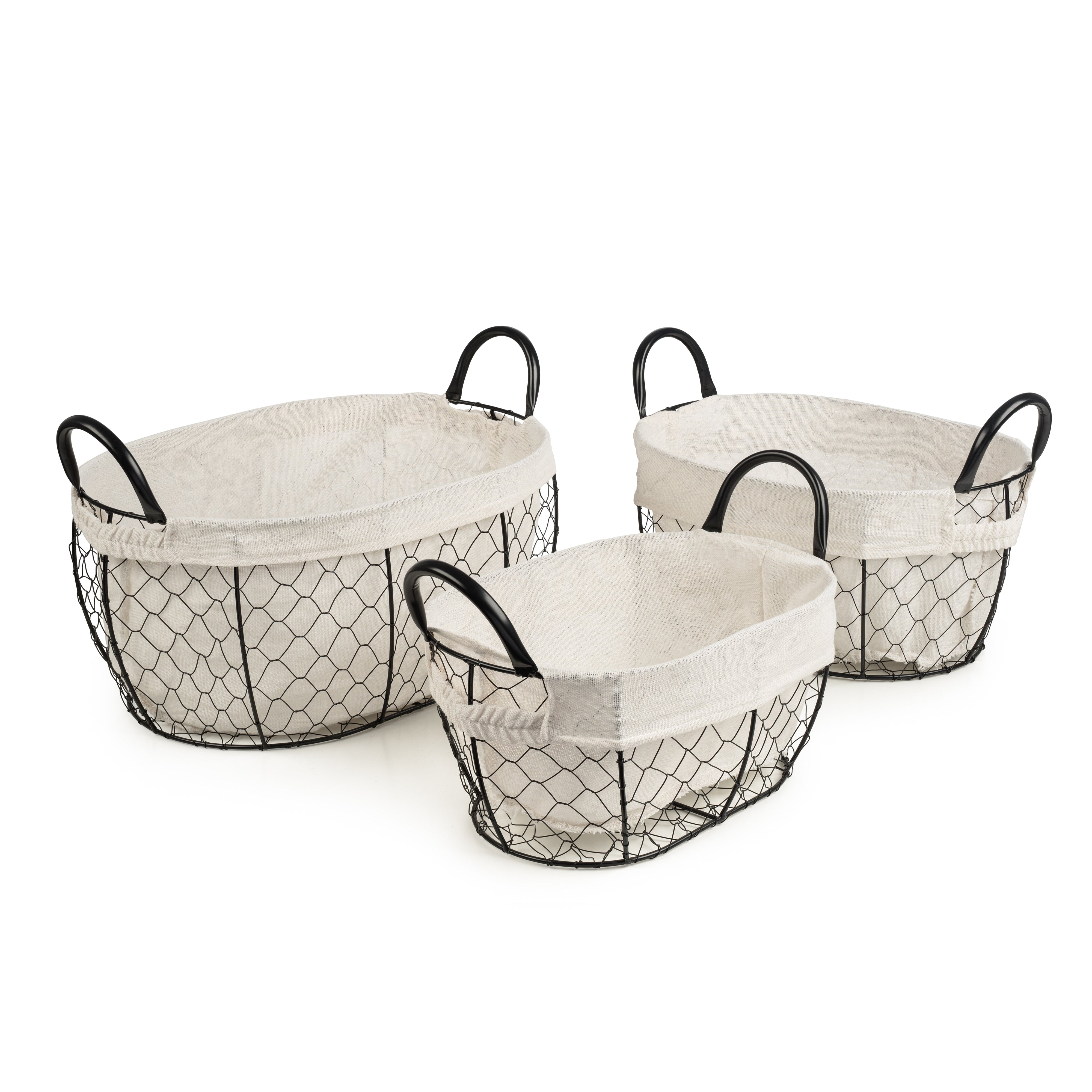 Chicken Wire Storage Baskets (Oval 3-Piece Set)