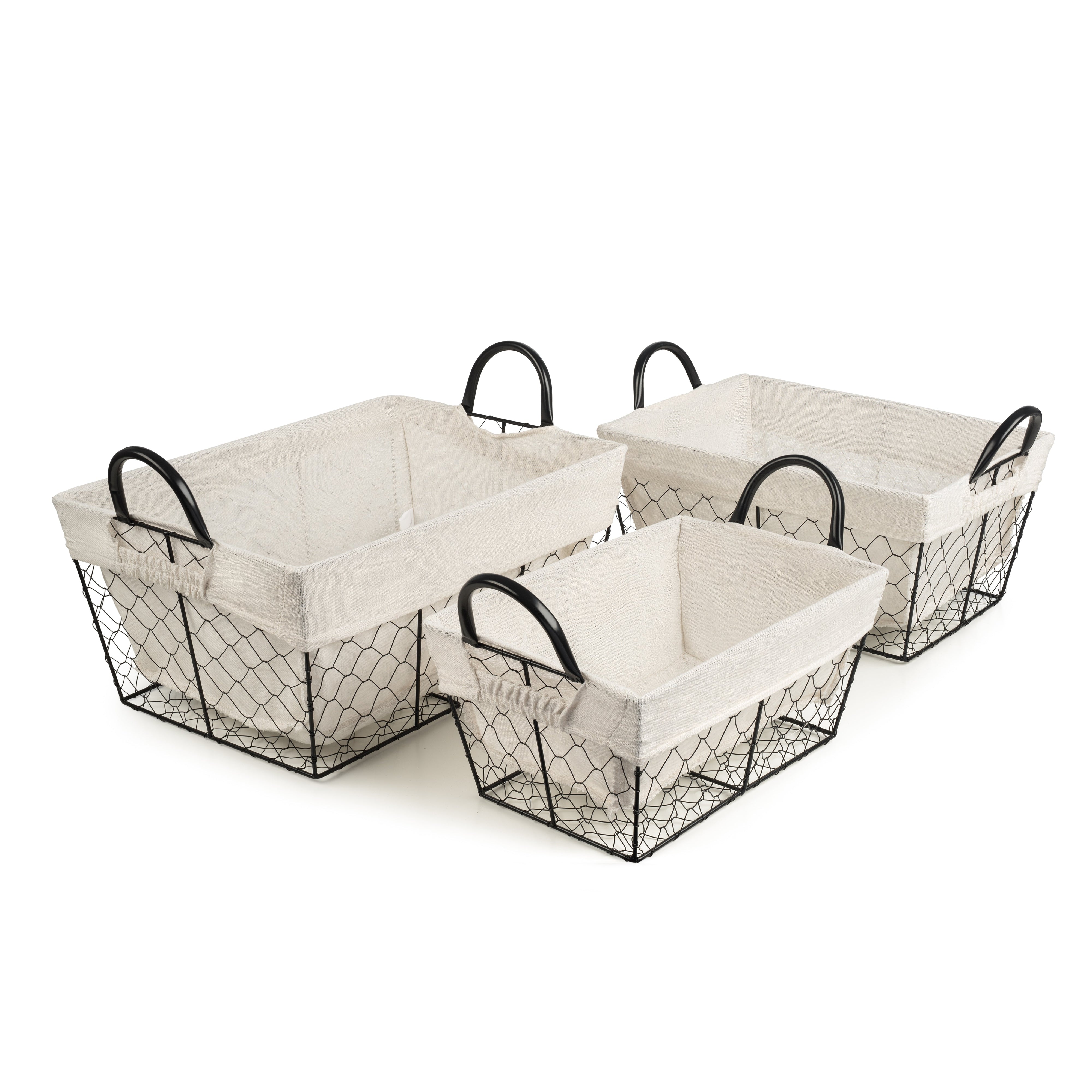 Chicken Wire Storage Baskets (Rectangle 3-Piece Set)