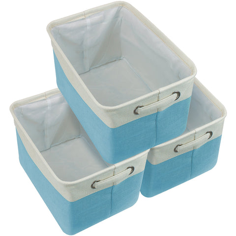Twill Storage Basket Set, White Trim (3-Pack) - Sorbus Home