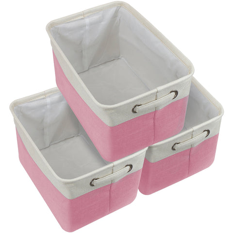 Twill Storage Basket Set, White Trim (3-Pack) - Sorbus Home