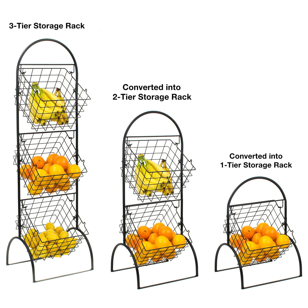 3-Tier Adjustable Market Basket Stand - Sorbus Home