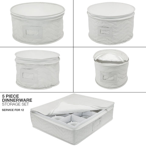 5-Piece Dinnerware Storage Set (Service for 12) - Sorbus Home