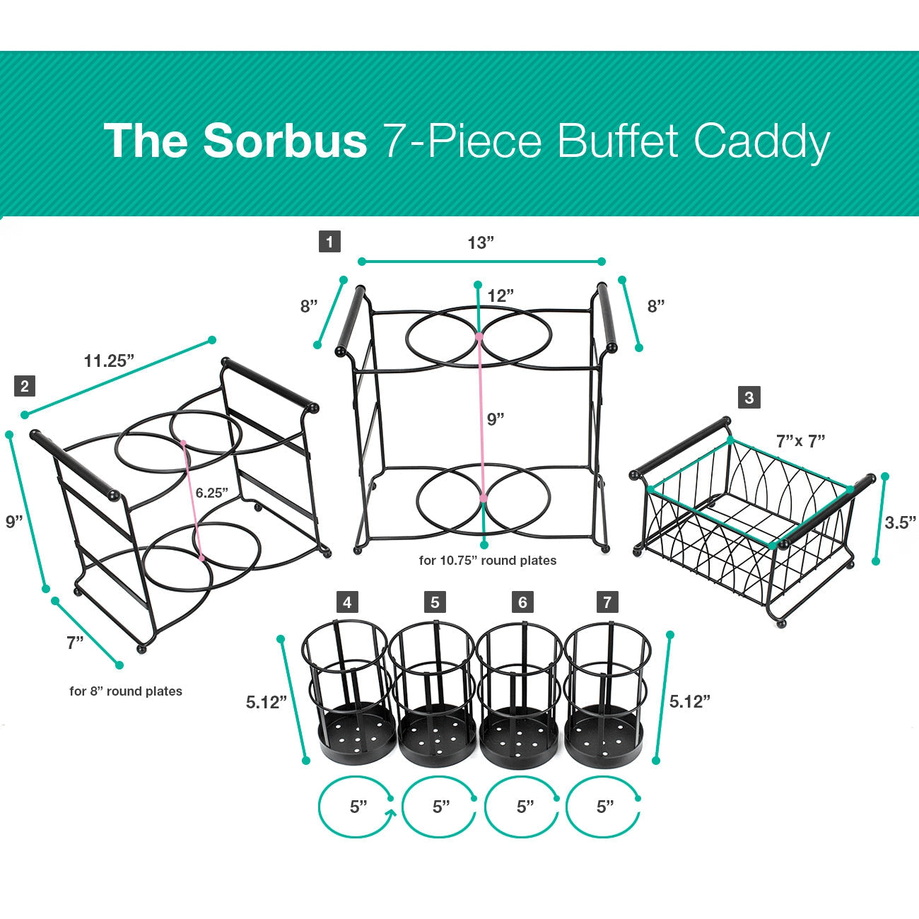 Stackable Buffet Caddy (7-Piece) - Sorbus Home