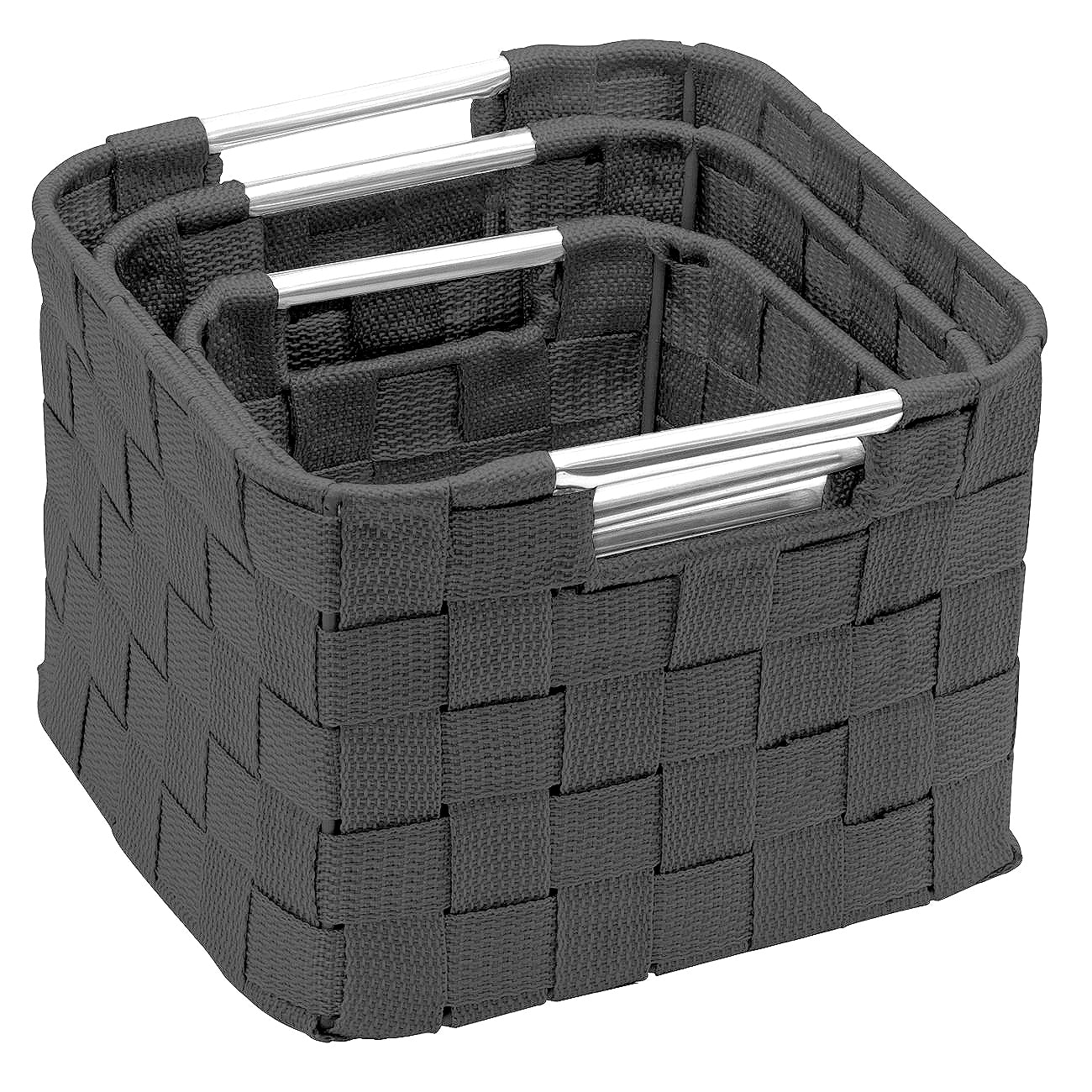 3-Piece Double Woven Basket Bin Set (Rounded Corners) - Sorbus Home