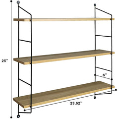 3-Tier Floating Shelf with Metal Brackets (Maple) - Sorbus Home