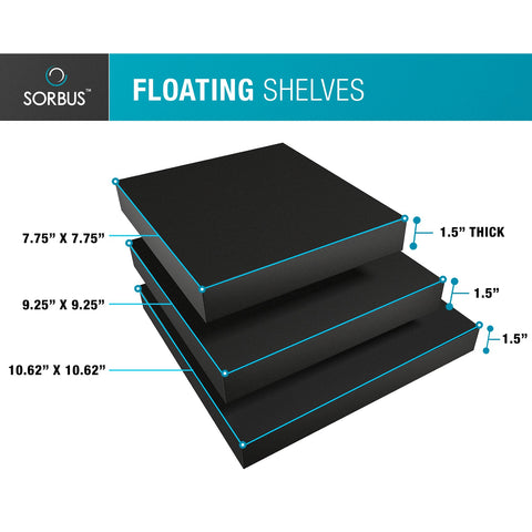 Solid Square Floating Shelves (Set of 3)