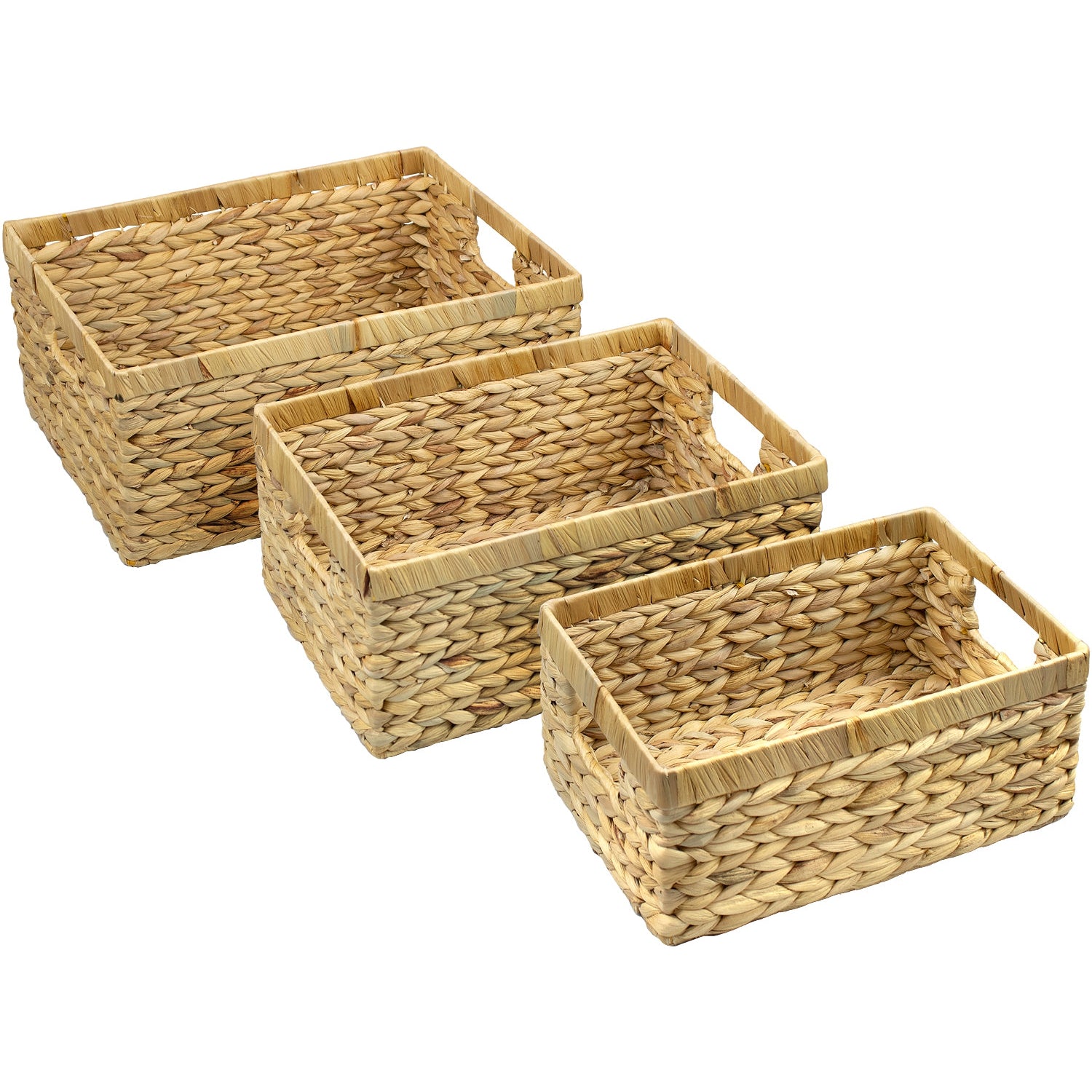 Woven Water Hyacinth Baskets, Set of 3