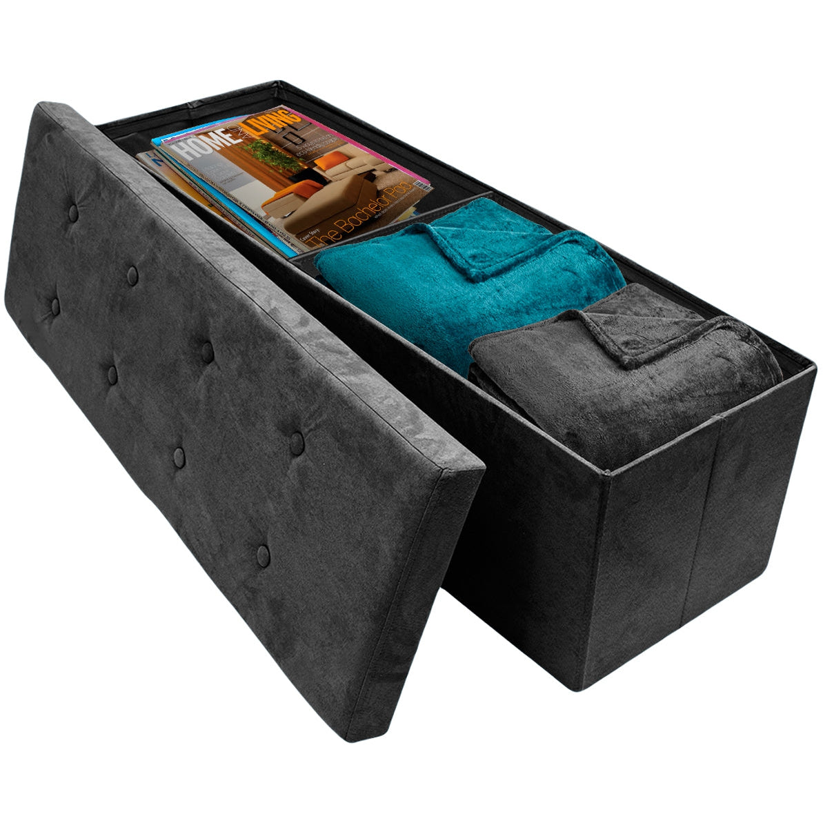 Faux Suede Storage Bench (Large)