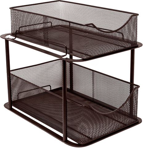 2-Tier Mesh Organizer Baskets with Sliding Drawers