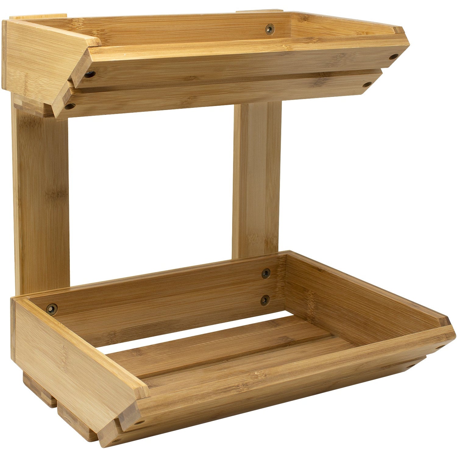 2-Tier Bamboo Basket Stand