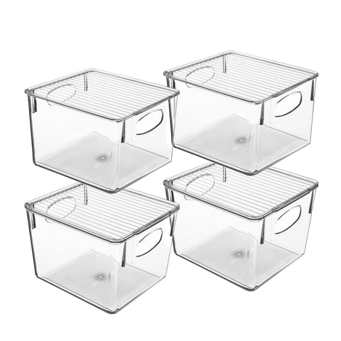 Clear Plastic Container Bins w/ Lids (Medium)