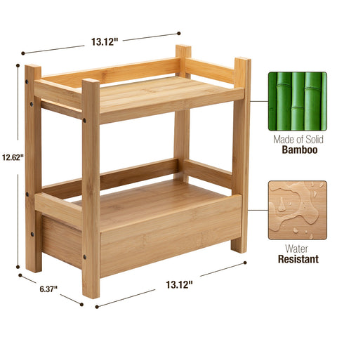 Bamboo Organizer Countertop Shelf (2-Tier) - Sorbus Home