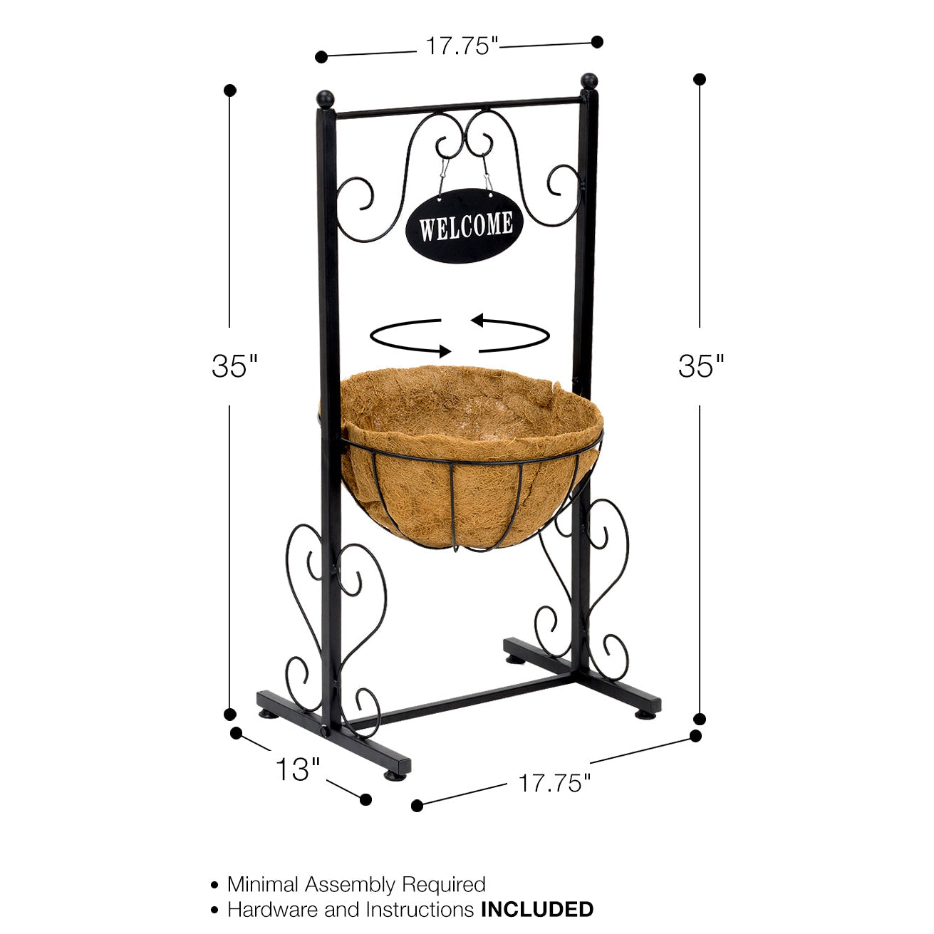 Welcome Planter Basket Stand - Sorbus Home