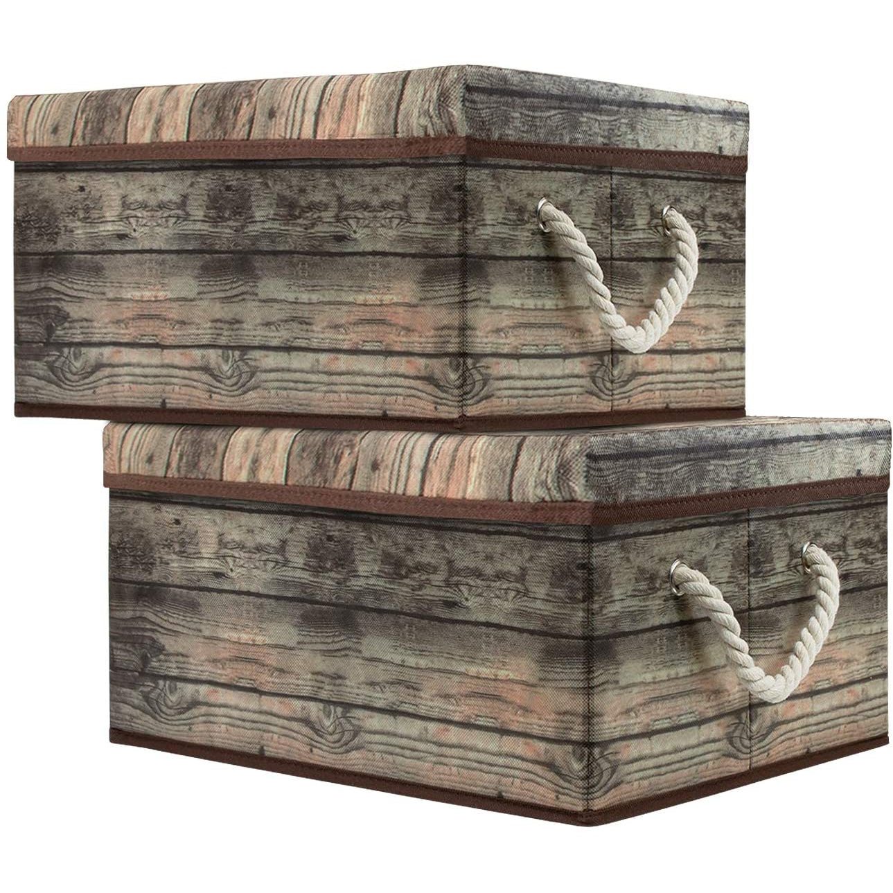 Rustic Wood Pattern Storage Box Set (2-Pack)