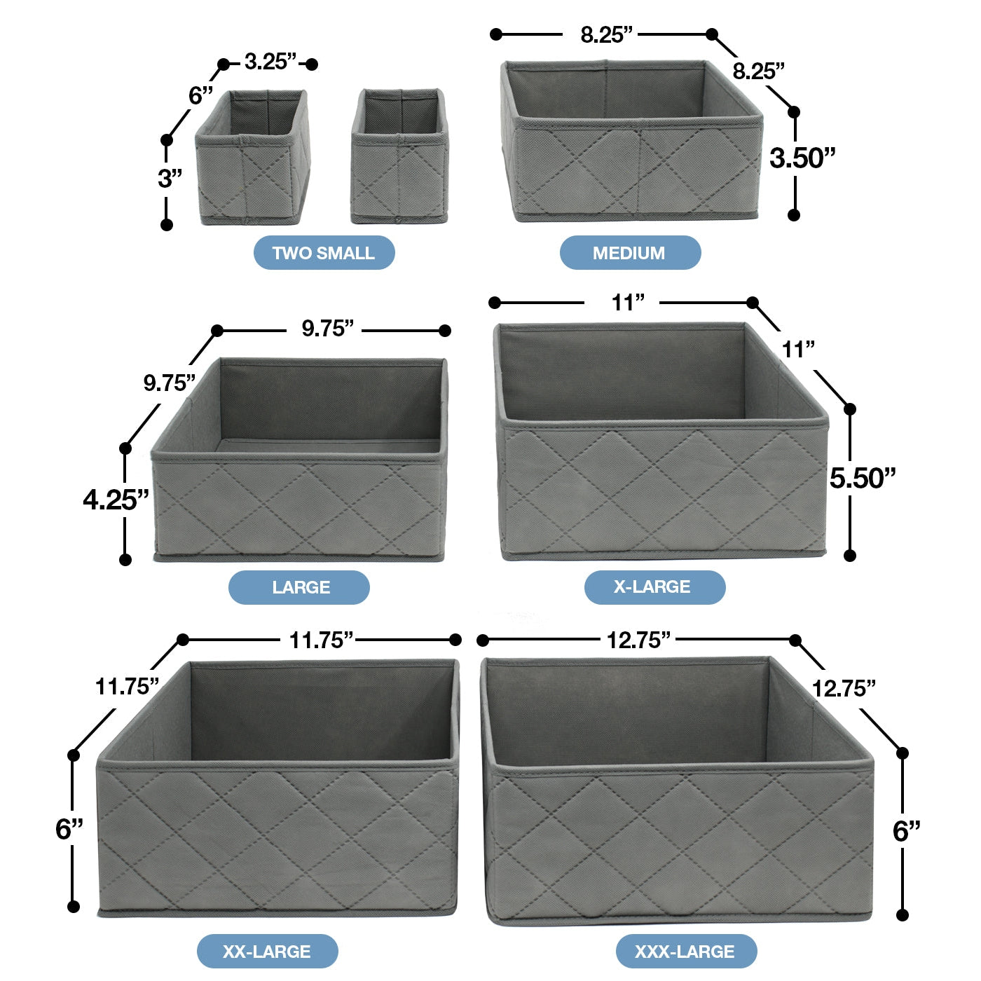 7-Piece Storage Bin Organizer Set (Gray)