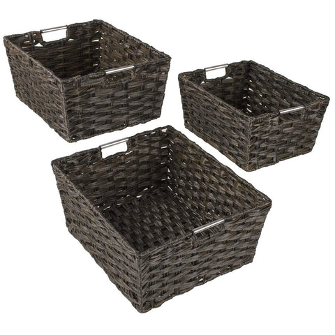 Stackable Weave Basket Bins (Set of 3)