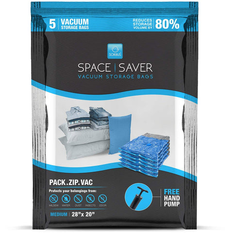 Reusable Vacuum Storage Bags (Medium, 5 Pack) - Sorbus Home
