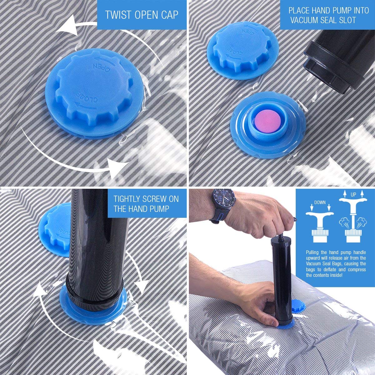 Spacesaver Vacuum Storage Bags. Double-Zip Seal and Triple Seal Turbo-Valve  Jumbo 5 Pack : : Home